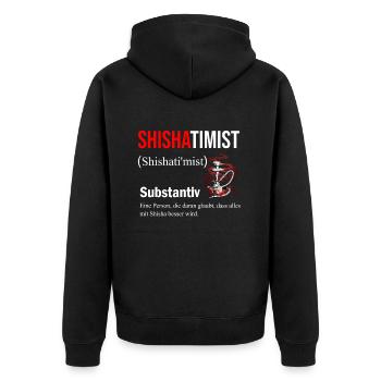 Shisha Geschenk für Wasserpfeife Shishabar Pfeife - Unisex Premium Bio Zip Hoodie - Schwarz - Hinten - Nico (187cm)