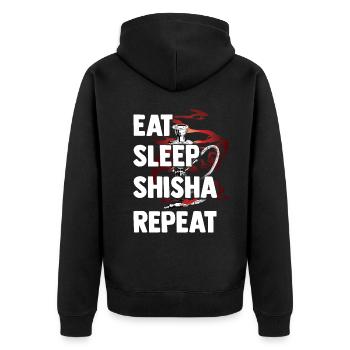 Shisha - Unisex Premium Bio Zip Hoodie - Schwarz - Hinten - Nico (187cm)