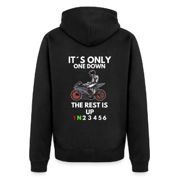 Motorcycle Lifestyle / Motorrad / Motorräder biker - Unisex Premium Bio Zip Hoodie - Schwarz - Hinten - Nico (187cm)