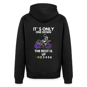 Motorcycle Lifestyle / Motorrad / Motorräder biker - Unisex Premium Bio Zip Hoodie - Schwarz - Hinten - Nico (187cm)