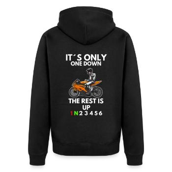 Motorcycle Lifestyle / Motorrad / Motorräder biker - Unisex Premium Bio Zip Hoodie - Schwarz - Hinten - Nico (187cm)