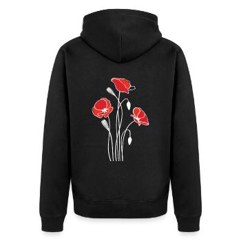 Coquelicot Fleurs Flore Naturelle - Veste à capuche bio Premium Unisexe - noir - Dos - Nico (187cm)