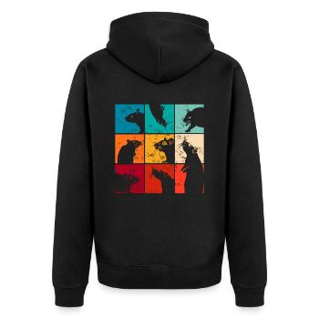 Ratten Geschenk Lustig Haustier Sprüche - Unisex Premium Bio Zip Hoodie - Schwarz - Hinten - Nico (187cm)