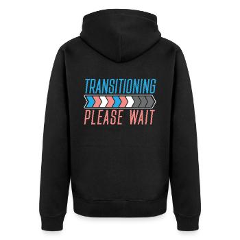 Transition Veuillez patienter LGBTQ Pride Transgenre - Veste à capuche bio Premium Unisexe - noir - Dos - Nico (187cm)