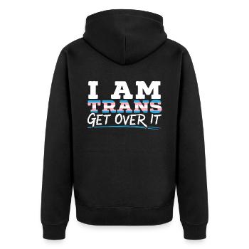 Je suis trans Get Over It LGBTQ Pride Transgenre - Veste à capuche bio Premium Unisexe - noir - Dos - Nico (187cm)