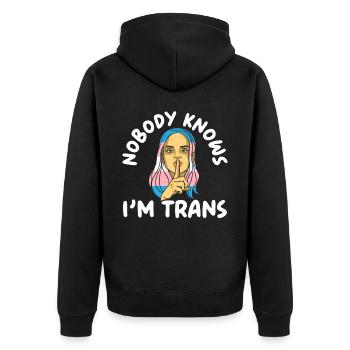 Personne ne sait que je suis trans LGBTQ Pride Transgenre - Veste à capuche bio Premium Unisexe - noir - Dos - Nico (187cm)