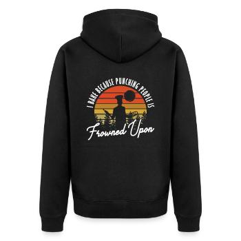 I Bake Because Punching People Frowned Upon Backen - Unisex Premium Organic Zip Hoodie - black - Back - Nico (187cm)