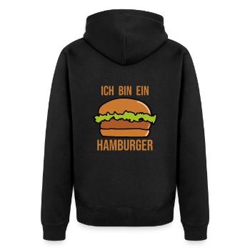 Ich bin ein Hamburger - Hamburger Burger - Unisex Premium Bio Zip Hoodie - Schwarz - Hinten - Nico (187cm)
