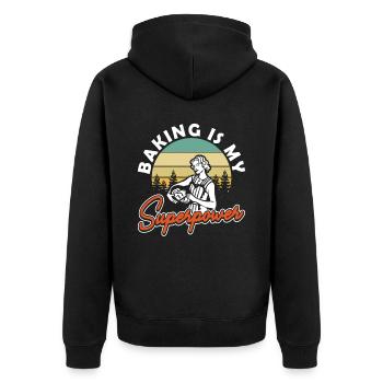 Retro Baking is My Superpower Backen - Unisex Premium Organic Zip Hoodie - black - Back - Nico (187cm)