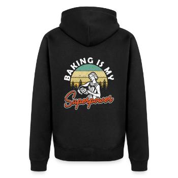Retro Baking is My Superpower Backen - Unisex Premium Organic Zip Hoodie - black - Back - Nico (187cm)
