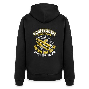 You not see Me You know I was there Sprayer - Unisex Premium Organic Zip Hoodie - black - Back - Nico (187cm)