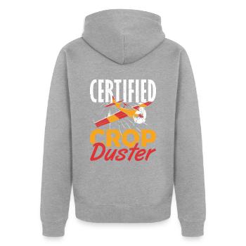 Certified Crop Duster Sprayer - Unisex Premium Organic Zip Hoodie - heather grey - Back - Nico (187cm)