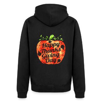 citrouille heureux grâce jour de thanksgiving - Veste à capuche bio Premium Unisexe - noir - Dos - Nico (187cm)