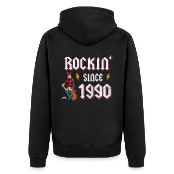 Rockin depuis 1990 Fan de musique rock 32e anniversaire - Veste à capuche bio Premium Unisexe - noir - Dos - Nico (187cm)