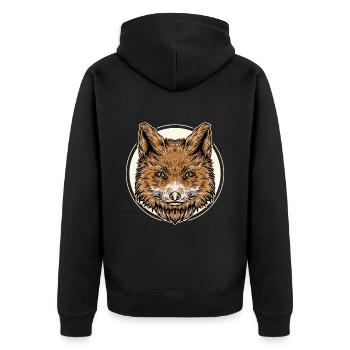 Fox intelligent Forest animal Fox Red fox Smart - Unisex Premium Organic Zip Hoodie - black - Back - Nico (187cm)