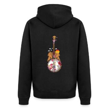 Banjo Shirts For Men Bluegrass Appalachia Folk - Unisex Premium Organic Zip Hoodie - black - Back - Nico (187cm)