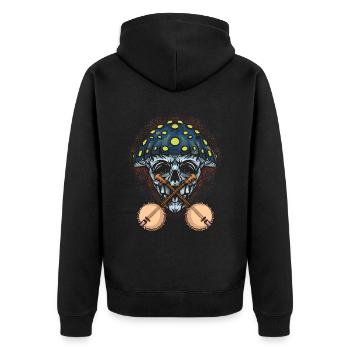 Banjo Shirts For Men Bluegrass Appalachia Folk - Unisex Premium Organic Zip Hoodie - black - Back - Nico (187cm)