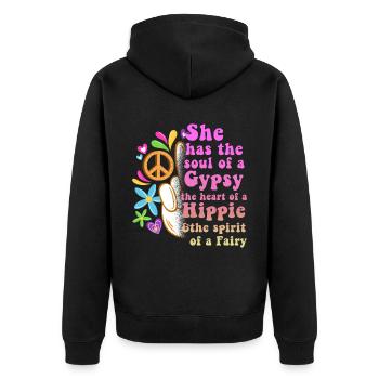 Hippie Peace Groovy Flowerpower Boho Woodstock - Veste à capuche bio Premium Unisexe - noir - Dos - Nico (187cm)