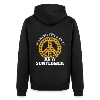 Hippie Geschenk Acidhead Flowerpower Hippi Hippy - Unisex Premium Bio Zip Hoodie - Schwarz - Hinten - Nico (187cm)