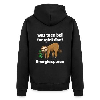 Faultier Tshirt Damen Herren Faul Müde Bürohumor - Unisex Premium Bio Zip Hoodie - Schwarz - Hinten - Nico (187cm)