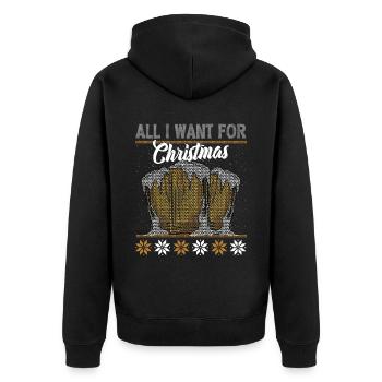 Tout ce dont j’ai besoin pour Noël, c’est de la BIÈRE - Veste à capuche bio Premium Unisexe - noir - Dos - Nico (187cm)