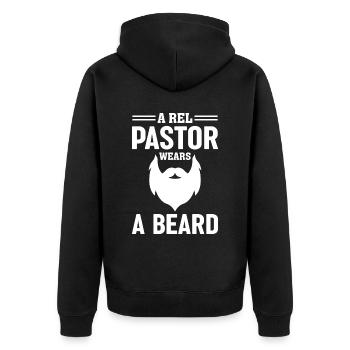 A real pastor wears a beard Christian Jesus - Unisex Premium Organic Zip Hoodie - black - Back - Nico (187cm)