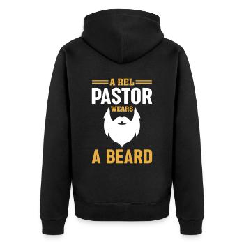 A real pastor wears a beard of Christian - Unisex Premium Organic Zip Hoodie - black - Back - Nico (187cm)