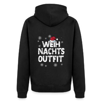 Weihnachts-Outfit Partnerlook Weihnachten Familie - Unisex Premium Bio Zip Hoodie - Schwarz - Hinten - Nico (187cm)