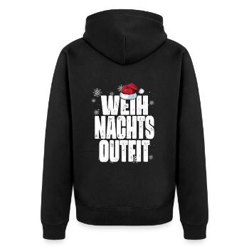 Weihnachts-Outfit Partnerlook Weihnachten Familie - Unisex Premium Bio Zip Hoodie - Schwarz - Hinten - Nico (187cm)