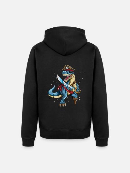 Pirate Dino T-Rex Pirate Outfit Eye Patch Sabre - Premium økologisk unisex-hættejakke - sort