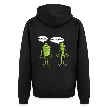 Lustiges Forsch Frösche Quark Magerquark Wortwitz - Unisex Premium Bio Zip Hoodie - Schwarz - Hinten - Nico (187cm)
