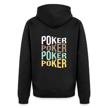 poker - Unisex Premium Organic Zip Hoodie - black - Back - Nico (187cm)