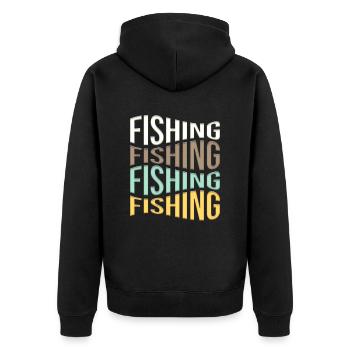 Angling - Unisex Premium Organic Zip Hoodie - black - Back - Nico (187cm)