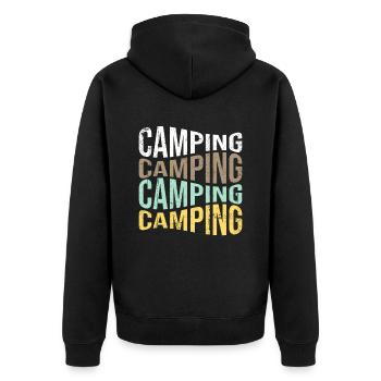 camp - Unisex Premium Organic Zip Hoodie - black - Back - Nico (187cm)
