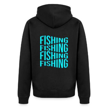 Angling - Unisex Premium Organic Zip Hoodie - black - Back - Nico (187cm)