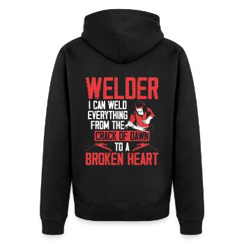 Welder Welding Vintage Welder I - Unisex Premium Bio Zip Hoodie - Schwarz - Hinten - Nico (187cm)