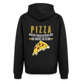 Pizza Pizzaria Pizzabäcker - Unisex Premium Bio Zip Hoodie - Schwarz - Hinten - Nico (187cm)