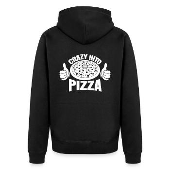 Pizzabäcker Crazy into Pizza Pizzaria - Unisex Premium Bio Zip Hoodie - Schwarz - Hinten - Nico (187cm)