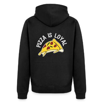 Pizza Essen Pizzabäcker Pizzaria - Unisex Premium Bio Zip Hoodie - Schwarz - Hinten - Nico (187cm)