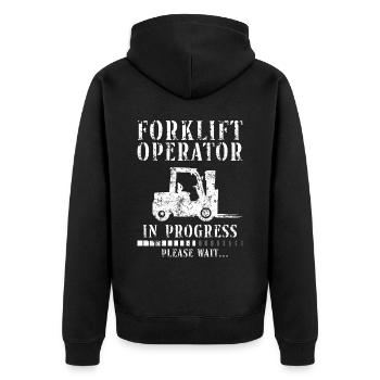 Certified Forklift Truck Operator - Unisex Premium Bio Zip Hoodie - Schwarz - Hinten - Nico (187cm)