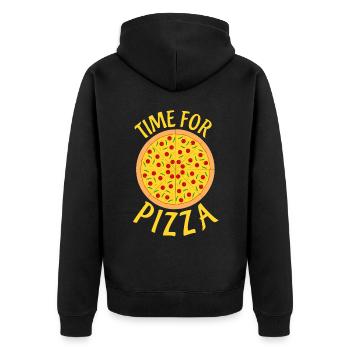 Pizza Time Pizzabäcker Pizzaria - Unisex Premium Bio Zip Hoodie - Schwarz - Hinten - Nico (187cm)