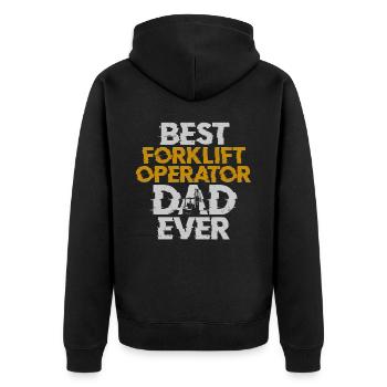 Certified Forklift Truck Operator - Unisex Premium Bio Zip Hoodie - Schwarz - Hinten - Nico (187cm)