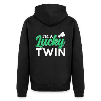 Je suis un heureux jumeau irlandais irlandais - Veste à capuche bio Premium Unisexe - noir - Dos - Nico (187cm)