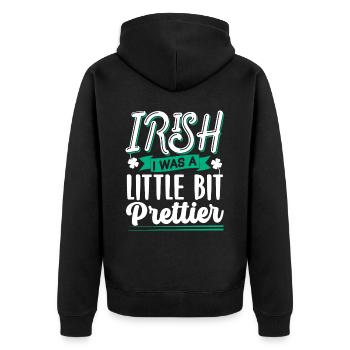 St Patricks Tag Gälisch Irland Ire Irisch - Unisex Premium Bio Zip Hoodie - Schwarz - Hinten - Nico (187cm)