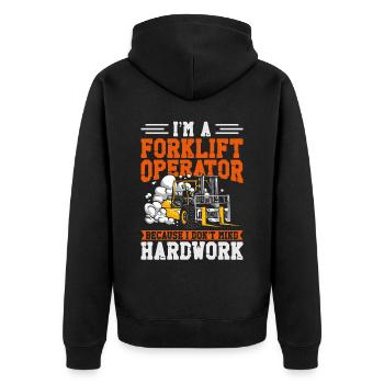 Certified Forklift Truck Operator - Unisex Premium Organic Zip Hoodie - black - Back - Nico (187cm)