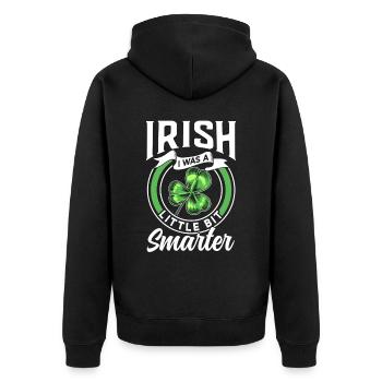 St Patricks Tag Irland Gälisch Irisch Ire - Unisex Premium Bio Zip Hoodie - Schwarz - Hinten - Nico (187cm)