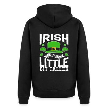 St Patricks Tag Irisch Irland Gälisch Ire - Unisex Premium Bio Zip Hoodie - Schwarz - Hinten - Nico (187cm)