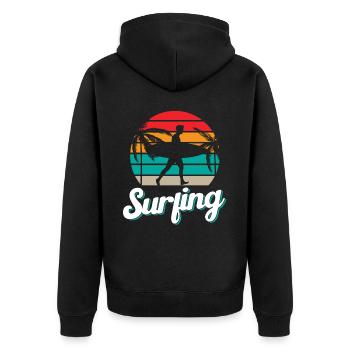 Surfing Surfing Surfing Surfboard Surfer - Unisex Premium Organic Zip Hoodie - black - Back - Nico (187cm)