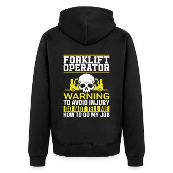 Certified Forklift Truck Operator - Unisex Premium Organic Zip Hoodie - black - Back - Nico (187cm)
