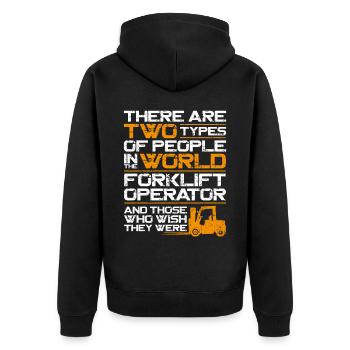 Certified Forklift Truck Operator - Unisex Premium Bio Zip Hoodie - Schwarz - Hinten - Nico (187cm)